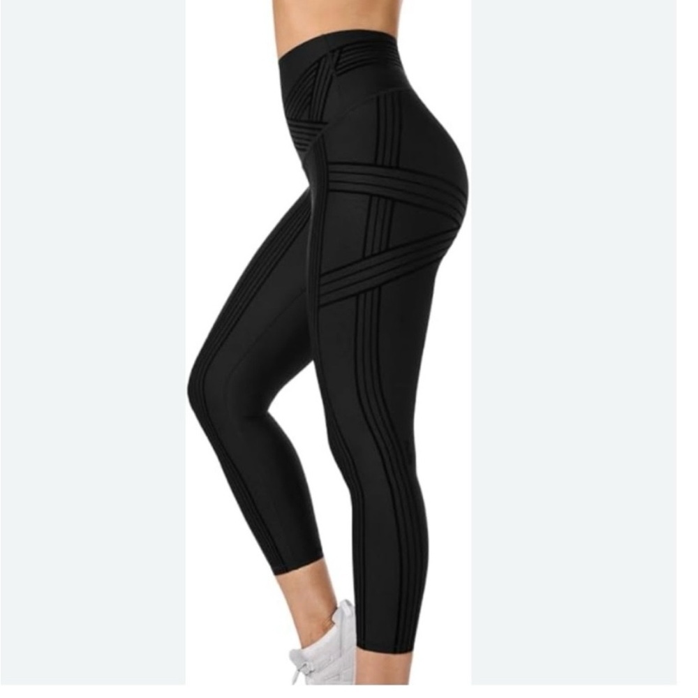 Fanka Body Sculpt Resistance Black Pattern Leggings Women's Size L